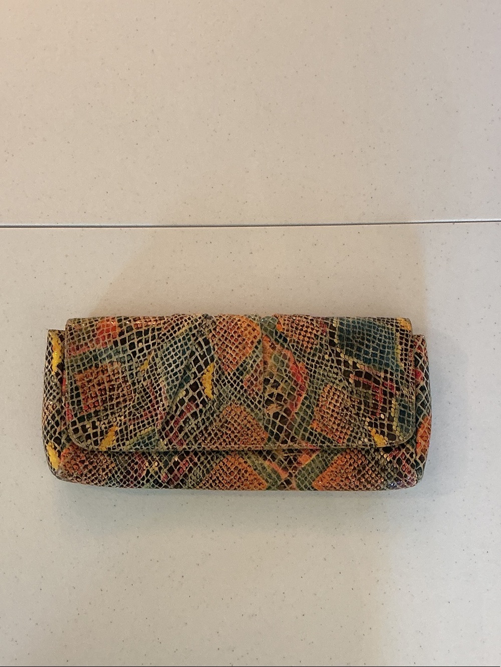 Multicolor Snakeskin-Pattern Women's Clutch Wallet